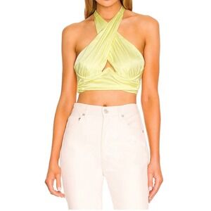 NWT For Love & Lemons Rana Cross Front Crop Top‎ Yellow Women's Size Medium